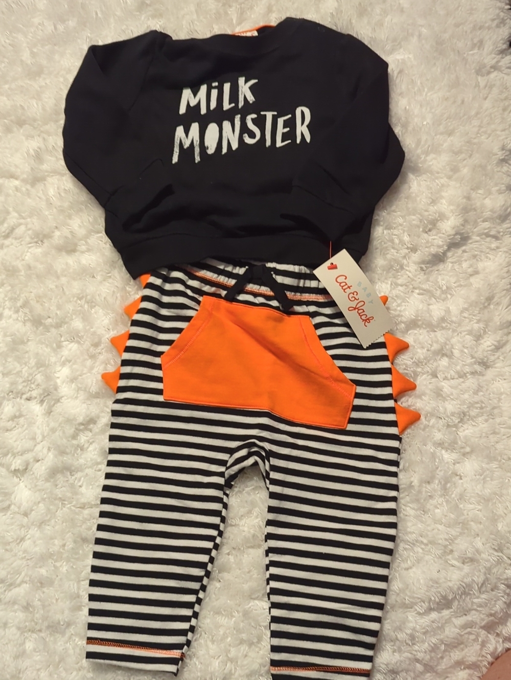 Cat & Jack 2 Pc Sweatshirt & Pants Milk Monster Halloween Costume, Sz 12M, NWT